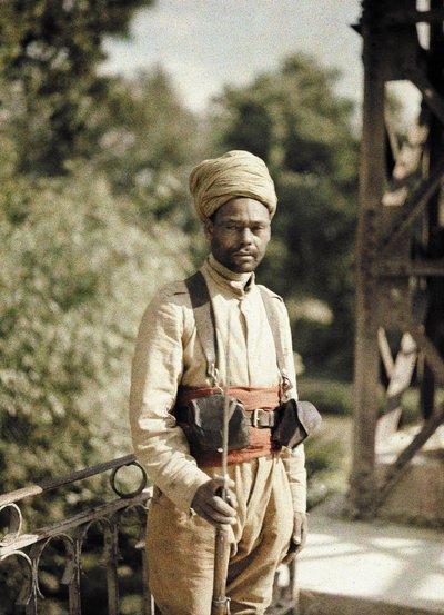 Algerian guard on a bridge, Pommiers, Aisne, France by Fernand Cuville